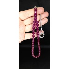 Anemore Collection Çubuk Kehribar Tesbih Küre Kesim Mor Renk T-374