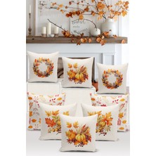 Bertille Home Sonbahar Serisi Çift Tarafı Dijital Baskılı  8'li Kırlent Kılıfı Seti (Halloween Autumn Cushion Cover)