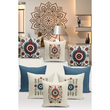 Bertille Home Nazar Serisi Çift Tarafı Dijital Baskılı  8'li Kırlent Kılıfı Seti  (Evil Eye Cushion Cover Set)