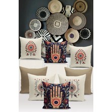 Bertille Home Nazar Serisi Çift Tarafı Dijital Baskılı  8'li Kırlent Kılıfı Seti  (Evil Eye Cushion Cover Set)