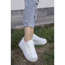 Sefayol Nerry Beyaz Mat Deri Kadın Spor Ayakkabı