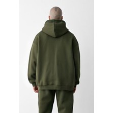 CMZ Collection Erkek Haki Oversize 3 Iplik Sweatshirt Hoodie