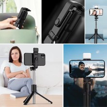 Buffer® Kendiliğinden LED Işıklı Kumandalı Uzayabilen Selfie Çubuğu,masa Üstü Tripod