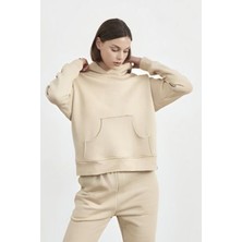 CMZ Collection Kadın 3 Iplik Kanguru Cepli Kapşonlu Sweatshirt