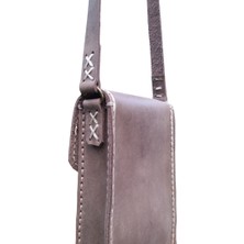 Semiramis Dionysos Ss6 Model El Yapımı Vintage Unisex El Dikişi  Crazy Deri Küçük Boy Çanta Telefon Çantası