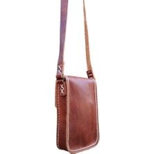 Semiramis Dionysos Ss4 Model El Yapımı Vintage Unisex El Dikişi  Crazy Deri Küçük Boy Çanta Telefon Çantası