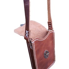 Semiramis Dionysos Ss4 Model El Yapımı Vintage Unisex El Dikişi  Crazy Deri Küçük Boy Çanta Telefon Çantası