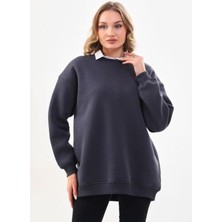 CMZ Collection Kadın Uzun Kollu Bisiklet Yaka 3 Iplik Sweatshirt