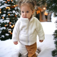 Bebeğime Çorap Bebek Beyaz Peluş Dik Yaka Hırka Kız Çocuk /erkek Çocuk