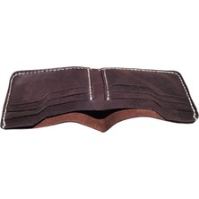 Semiramis Poseidon Model El Yapımı Unisex Koyu Kahve Vintage Hakiki Deri Cüzdan Kartlık