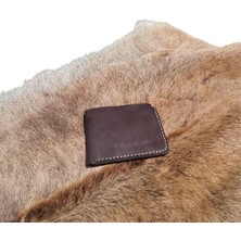 Semiramis Poseidon Model El Yapımı Unisex Koyu Kahve Vintage Hakiki Deri Cüzdan Kartlık