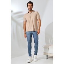 GW Bernal Erkek Yumuşak Dokulu Regular Fit Baklava Jakar Polo Yaka Fermuarlı T-Shirt & T-Shirt