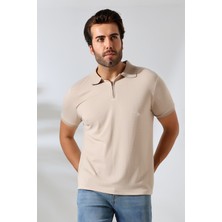 GW Temper Erkek Yumuşak Dokulu Regular Fit Minik Baklava Jakar Polo Yaka Fermuarlı T-Shirt & T-Shirt