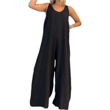 Phuti Siyah Ithal Keten Tulum