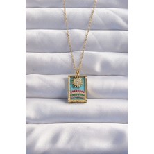 Clariss 316L Çelik Zincir Gold Renk Güneş Detay Renkli Zirkon Taşlı Tarot Kolye