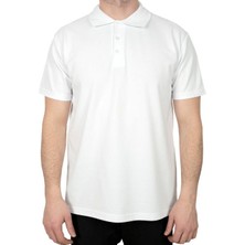 BafacoTekstil Pamuklu Beyaz Polo Yaka T-Shirt Erkek / Kadın