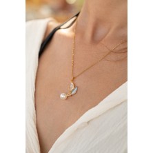 Moonjy Çelik Gold Elegance Pearl Kolye