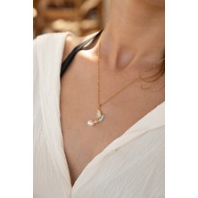 Moonjy Çelik Gold Elegance Pearl Kolye