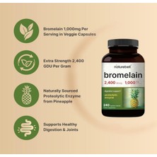 Naturebell Bromelain 1000MG  240 Veggie Capsul usa Menşei 3636