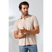 GW Juan Erkek Yumuşak Dokulu Regular Fit Pike Jakar Polo Yaka Fermuarlı T-Shirt & T-Shirt