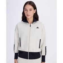 Kappa Authentic Avy Full Zip Kadın Taş Rengi-Siyah Regular Fit Fermuarlı Eşofman Üstü