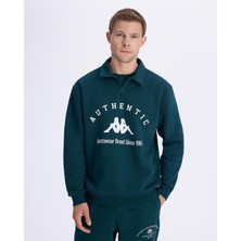 Kappa Authentic Pola Organic Tur Erkek Petrol Yeşili Regular Fit Sweatshirt