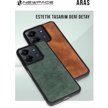 Denza Case Realme C65 Kılıf Kenarları Silikon Arkası Deri Kapak - Siyah