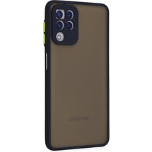 Samsung Galaxy M22 Kılıf Kenarları Renkli Mat Kapak - Lacivert