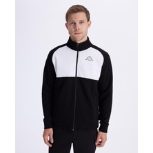 Kappa Fadese Erkek Siyah Beyaz Slim Fit Fermuarlı Eşofman Üstü