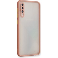 Samsung Galaxy A50 Kılıf Kenarları Renkli Mat Kapak - Pembe