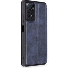 Xiaomi Redmi Note 11 Pro Kılıf Içi Süet Kartvizitli Standlı Kapak - Lacivert