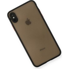 Apple iPhone Xs Max Kılıf Kenarları Renkli Mat Kapak - Siyah