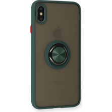 Denza Case Apple iPhone x Kılıf Kenarları Renkli Yüzüklü Kapak - Yeşil