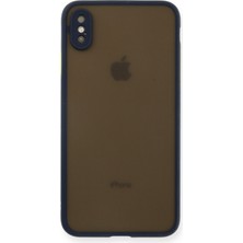 Denza Case Apple iPhone Xs Max Kılıf Kenarları Renkli Mat Kapak - Lacivert