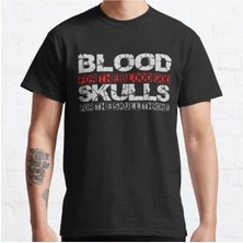 Zoka Wear Bol Kalıp Unisex Blood For The Blood God, Skulls For The Skull Throne Print Tasarım Baskılı Tshirt