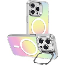 Denza Case Apple iPhone 16 Pro Max Kılıf Renkli Standlı Magsafe Kapak - Rainbow