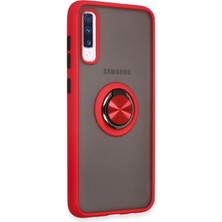 Denza Case Samsung Galaxy A70 Kılıf Kenarları Renkli Yüzüklü Kapak - Kırmızı