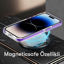 Apple iPhone 16 Kılıf Çizgili Renkli Magsafe Şeffaf Kapak - Turuncu