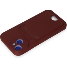 Apple iPhone 14 Kılıf Kartvizitli Silikon Kapak - Bordo