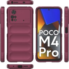 Xiaomi Poco M4 Pro 4g Kılıf Arkası Bombeli Silikon Kapak - Bordo