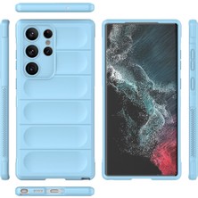 Samsung Galaxy S22 Ultra Kılıf Arkası Bombeli Silikon Kapak - Sky Blue