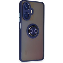 Denza Case Realme C55 Kılıf Kenarları Renkli Yüzüklü Kapak - Lacivert