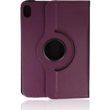 Denza Case Apple iPad Mini 6 Kılıf Standlı Dönebilen Deri Tablet Kapak - Mürdüm