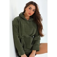 Yakamel Kadın Basic 3 Iplik Hoodie Şardonlu Kapşonlu Içi Pamuklu Bol Kesim Okul Sweatshirt