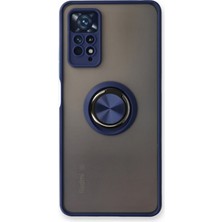 Denza Case Xiaomi Redmi Note 11 Pro Kılıf Kenarları Renkli Yüzüklü Kapak - Lacivert