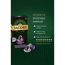 Jacobs Lungo 8 Intenso Nespresso Uyumlu Alüminyum Kapsül Kahve 10 Adet X 3 Paket