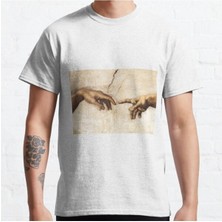 Zoka Wear Bol Kalıp Unisex Michelangelo Buonarroti Hand Of God The Creation Of Adam Tasarım Baskılı Tshirt