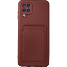 Denza Case Samsung Galaxy A12 Kılıf Kartvizitli Silikon Kapak - Bordo