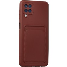 Denza Case Samsung Galaxy A12 Kılıf Kartvizitli Silikon Kapak - Bordo