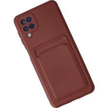 Denza Case Samsung Galaxy A12 Kılıf Kartvizitli Silikon Kapak - Bordo